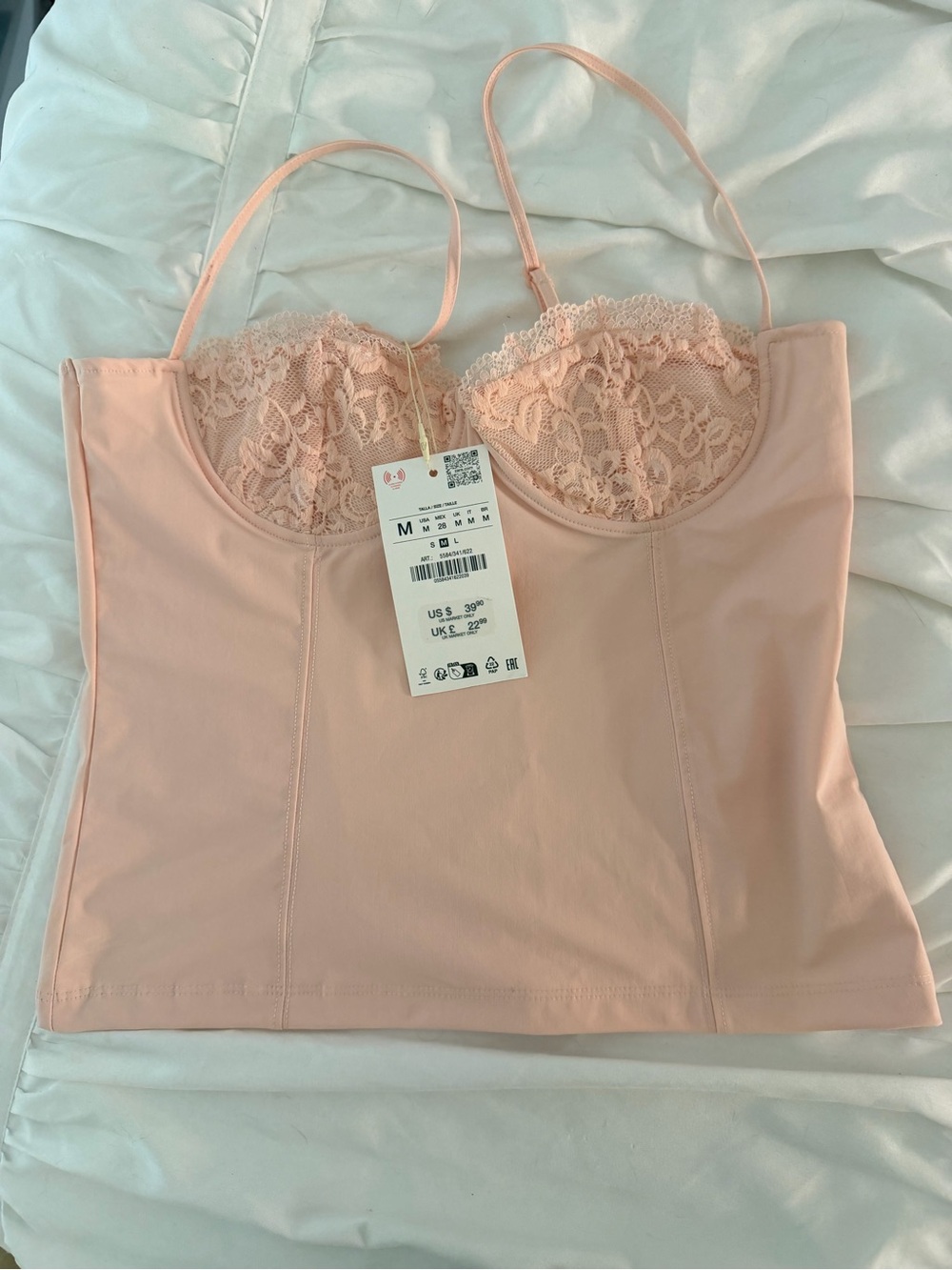 Zara Blush Lace Bustier Cami